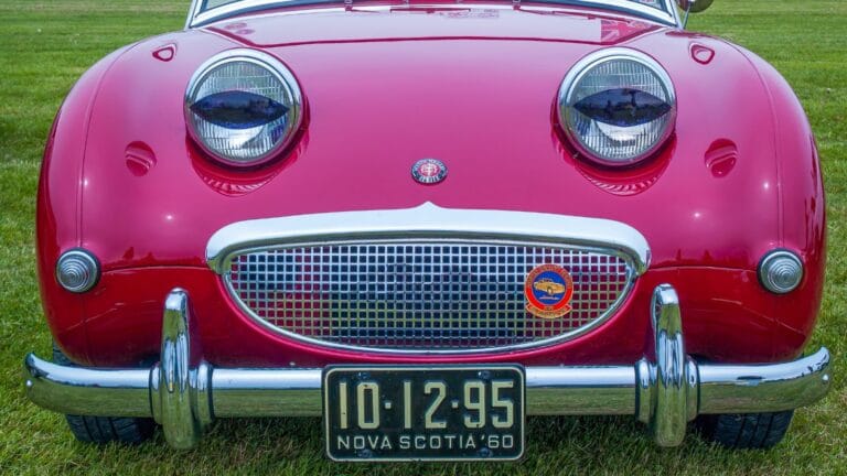 1960 Austin Healey Sprite sports car at local car show in Truro, Nova Scotia, Canada