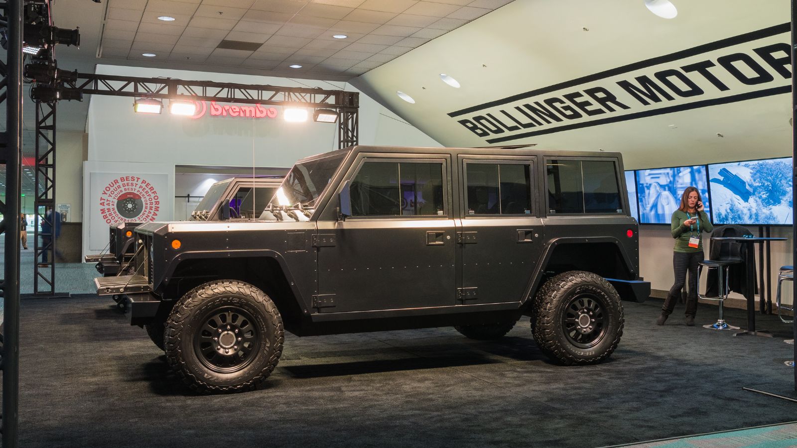 Bollinger B2 electric truck on display
