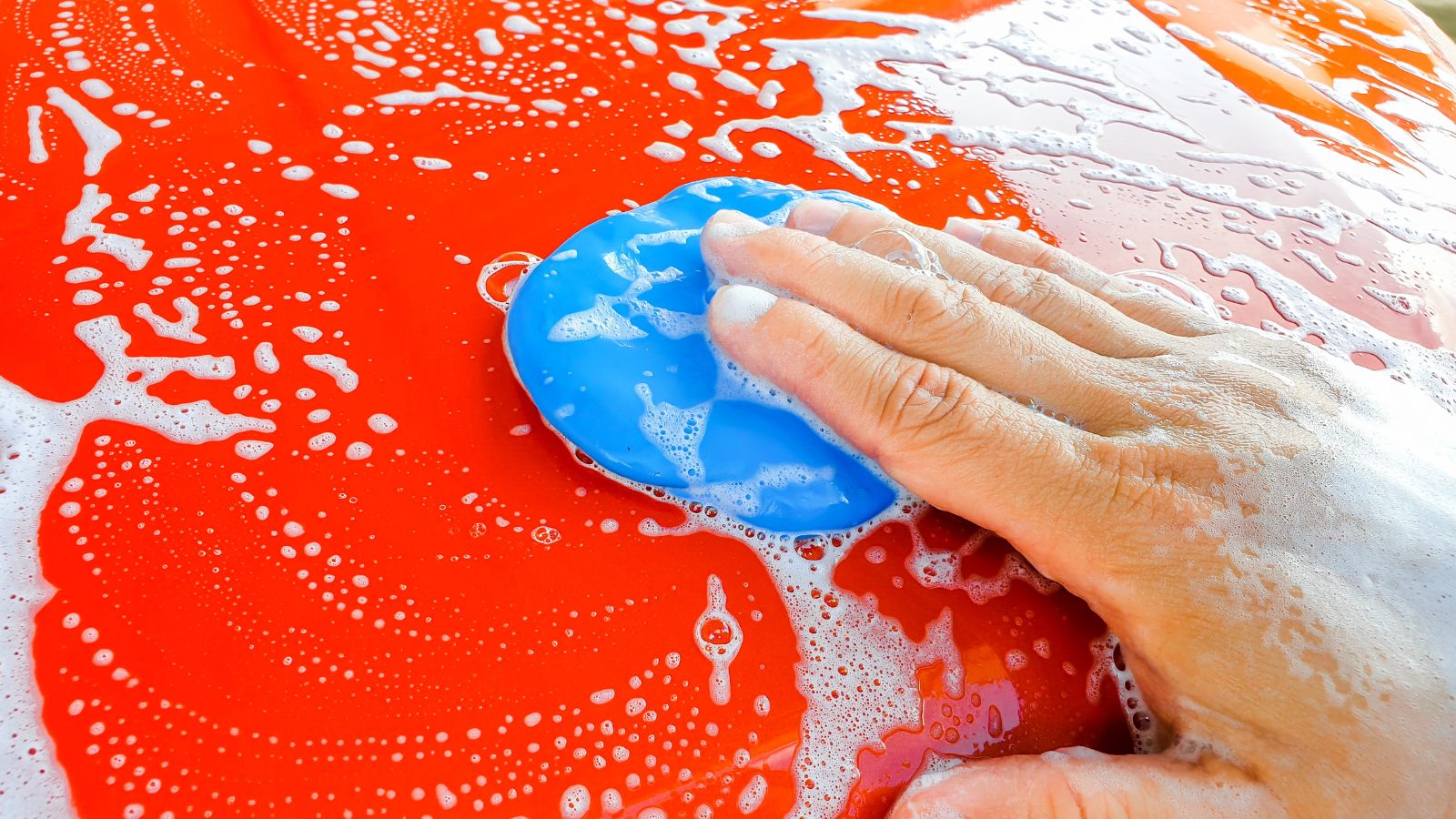 Car Care or Car Detailing Process. Using Clay Bar