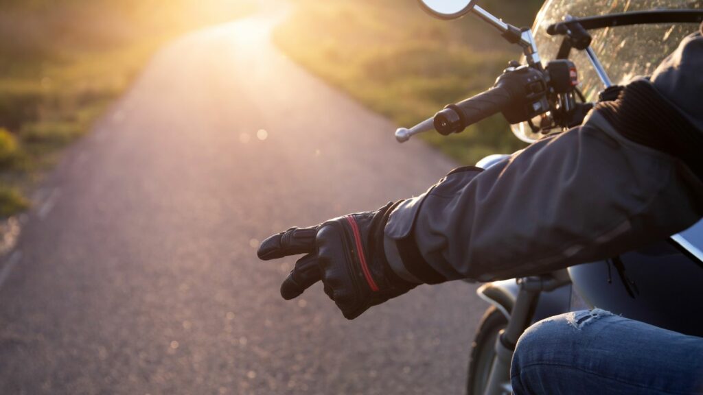 Gesture of biker greeting