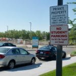 Calgary, Alberta / Canada - July 30, 2019. No Student Parking - You will be Tagged and Towed - Currie Barracks Neghbourhood by Mount Royal University in Calgary, Alberta, Canada.