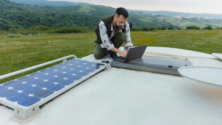 RV equipped with solar panels
