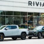 Rivian R1T and R1S model trucks