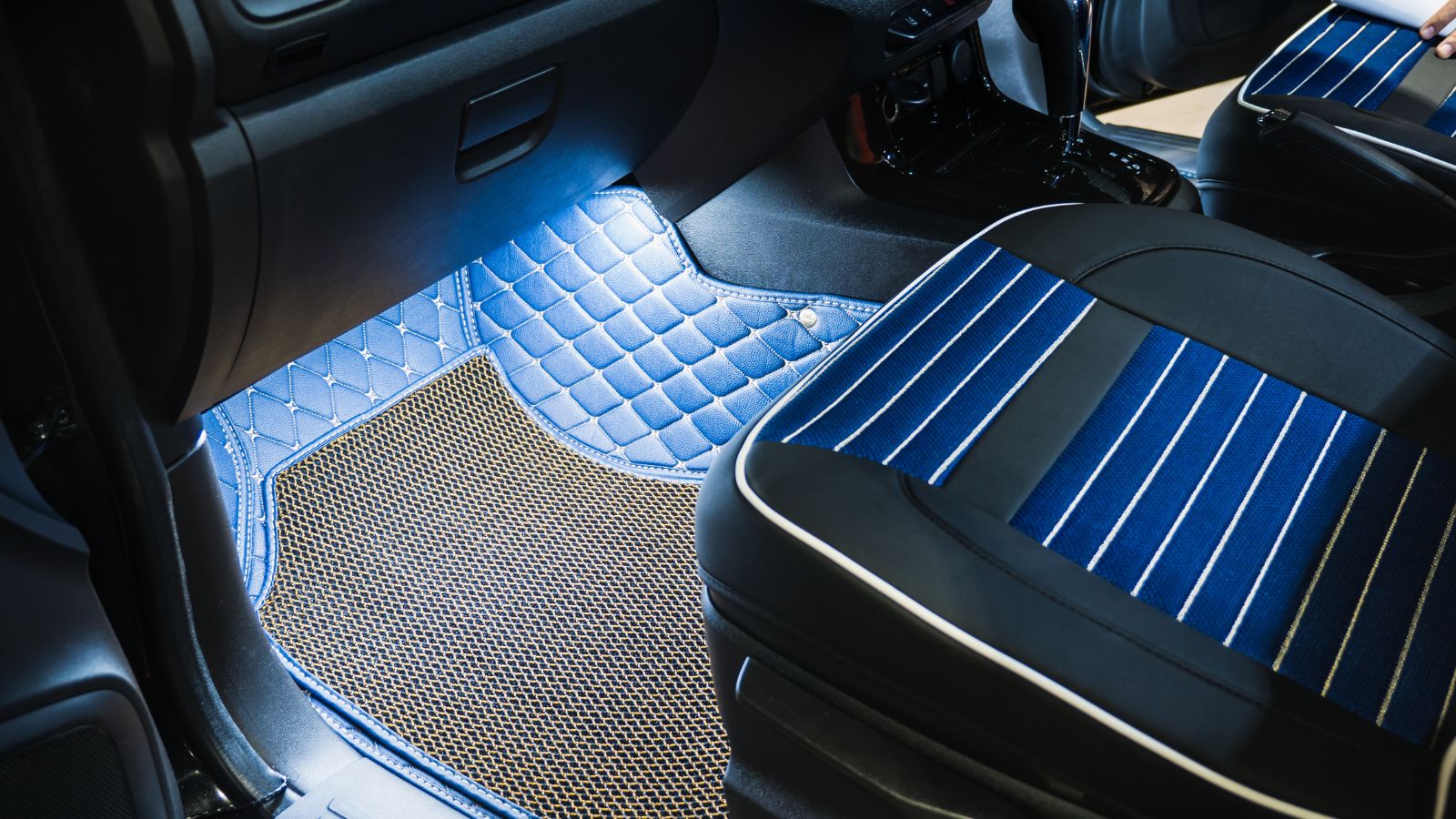 Rubber floor mat in car