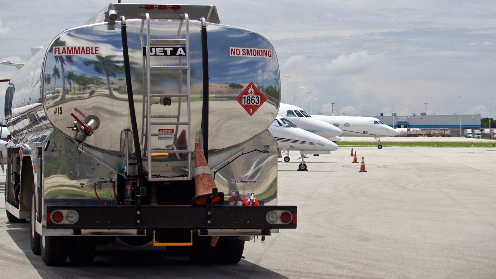 Tank truck on flight line with Jet A Fuel
