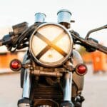motorbike with tape cross over headlight