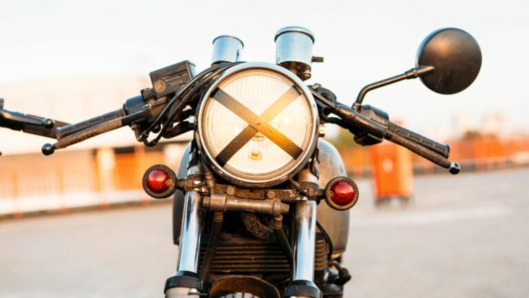 motorbike with tape cross over headlight