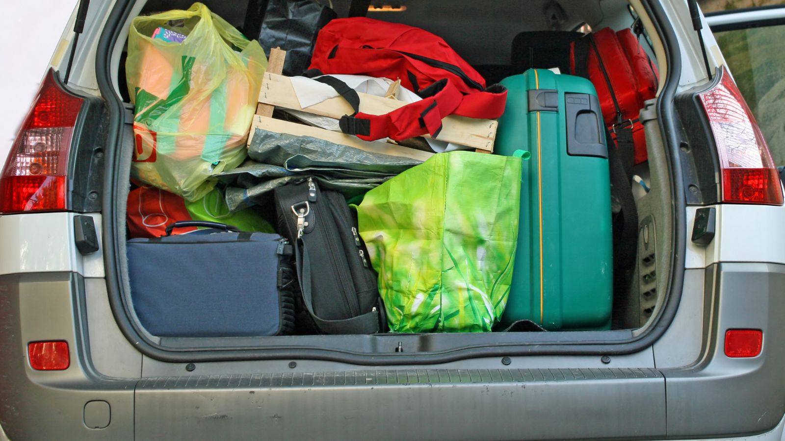 overloaded trunk of a car