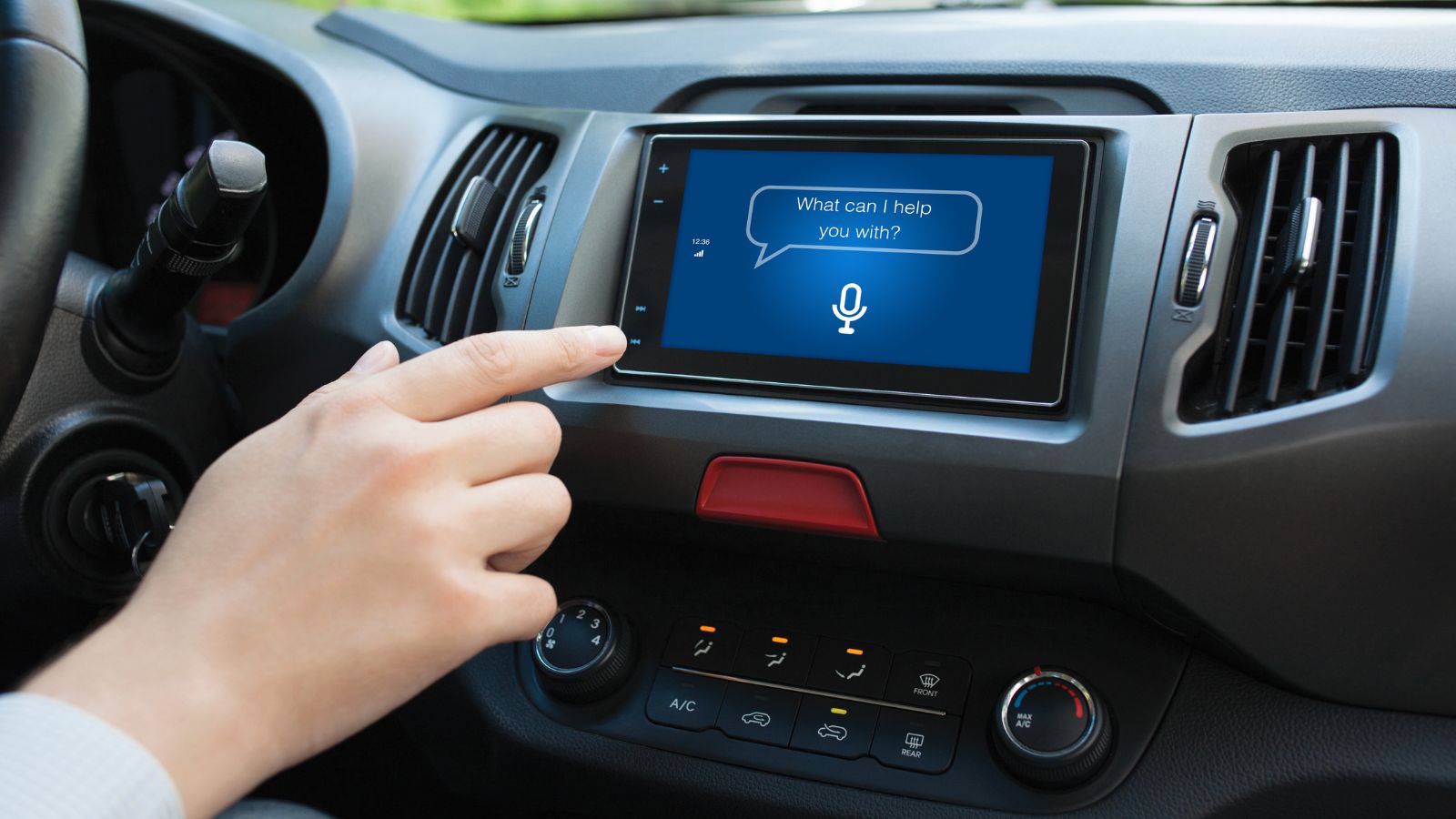 personal assistant on screen in car