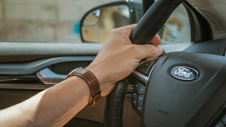 steering wheel of a Ford Fusion