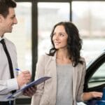 woman at car salon