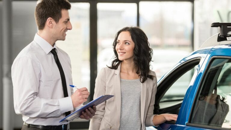 woman at car salon