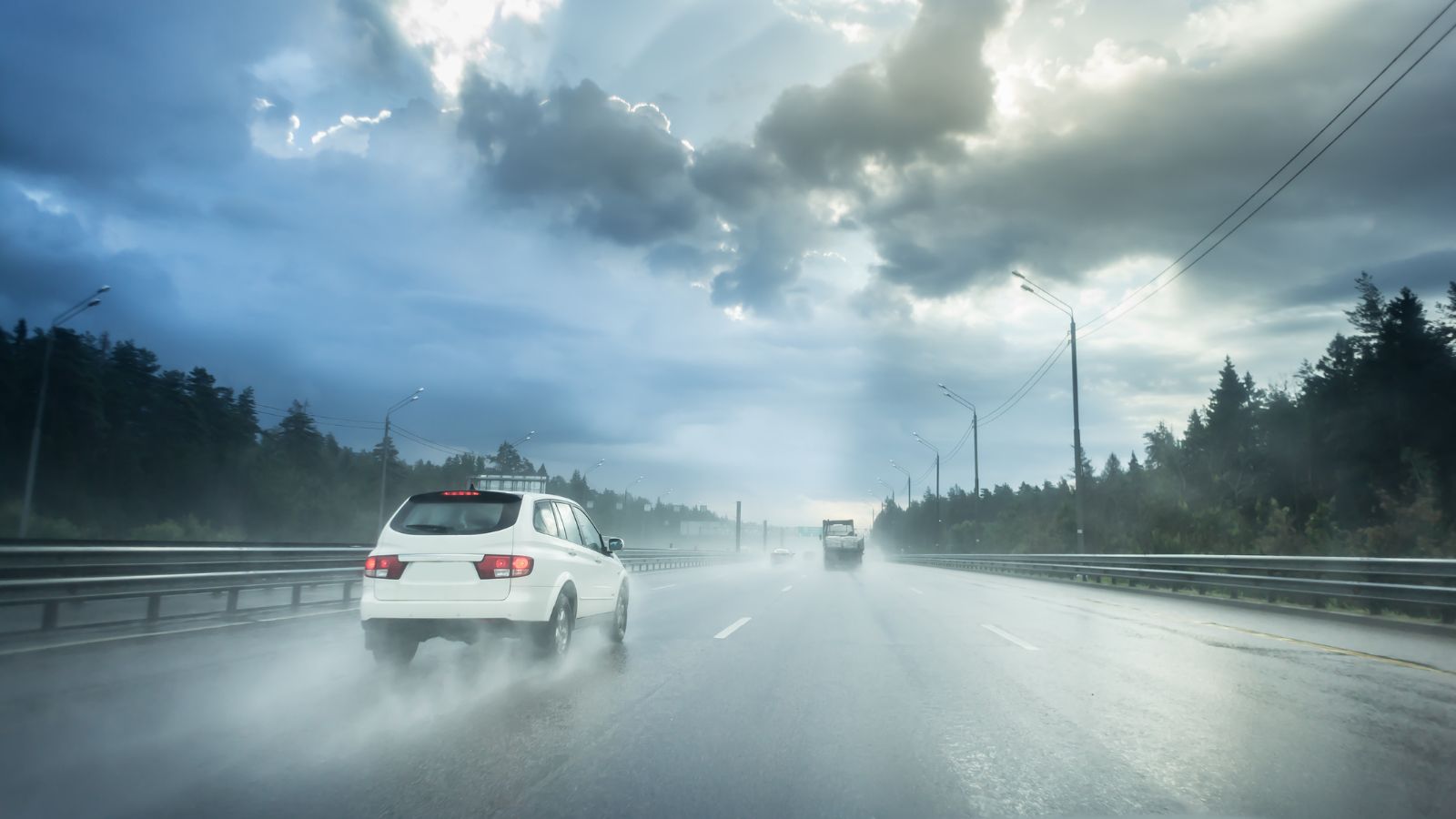 Drive car in rain