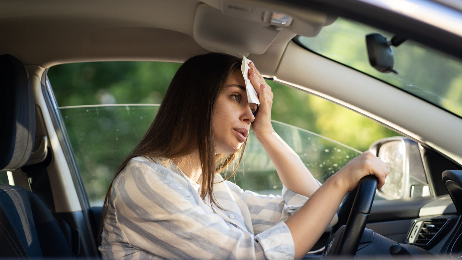 Girl driver being hot during