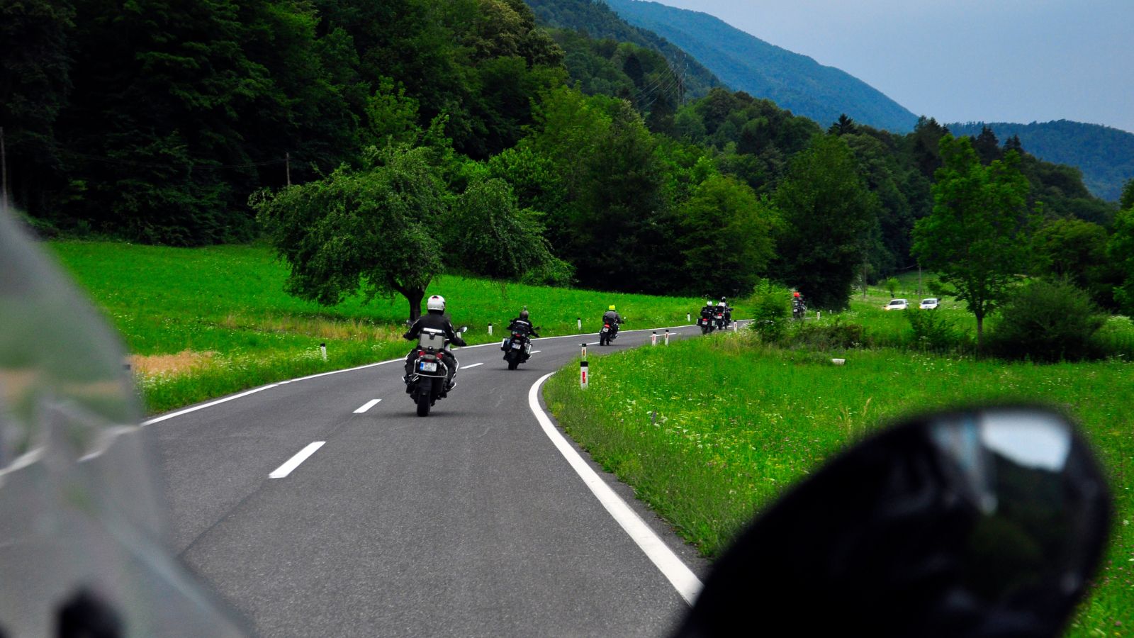 Group of motorcyclists bikers riding