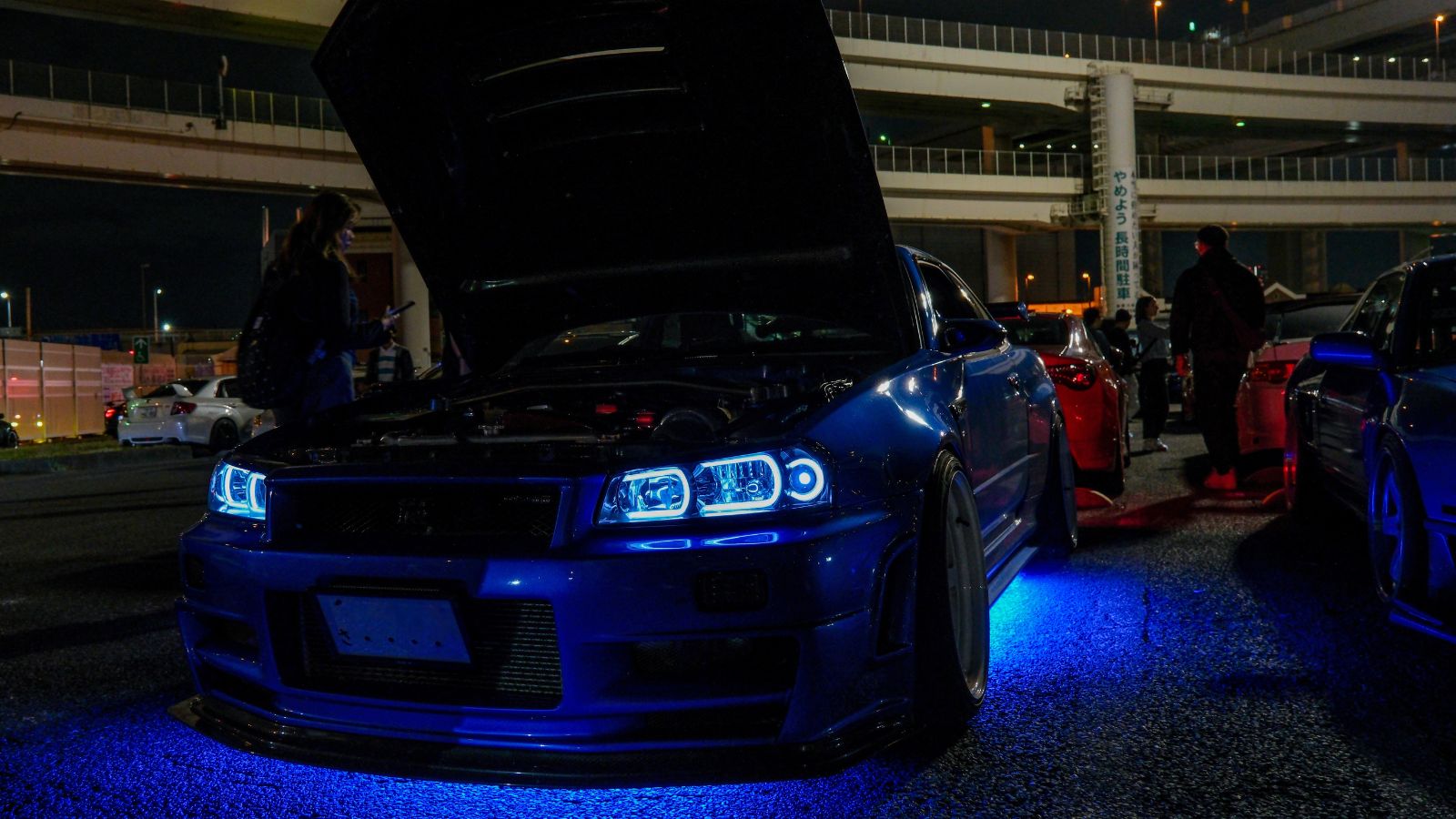 Modified blue sports car