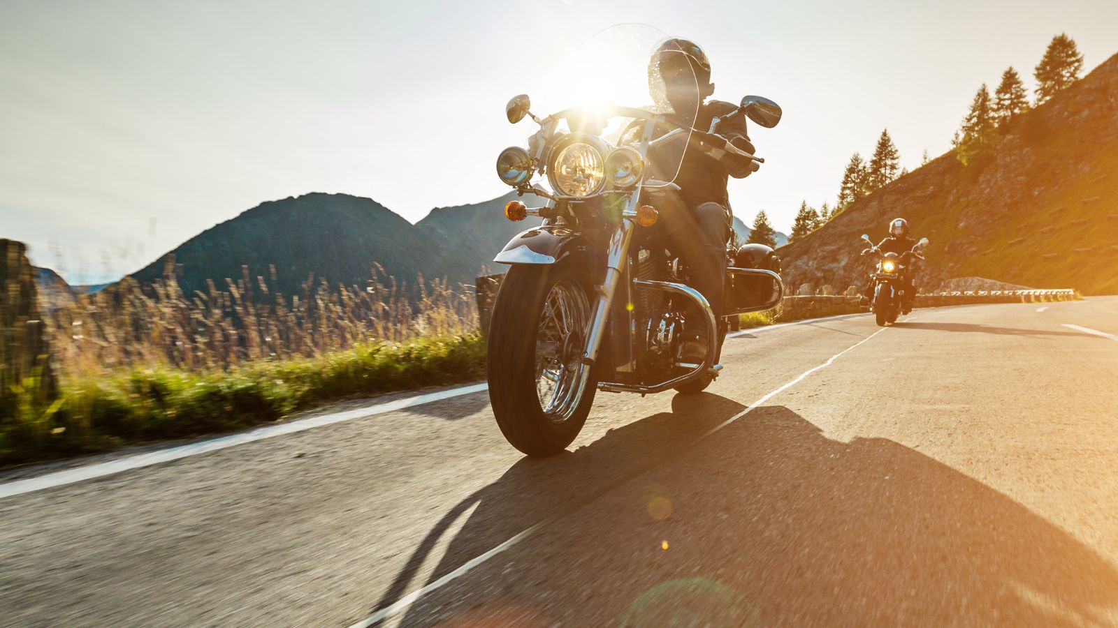 Motorcycle drivers riding
