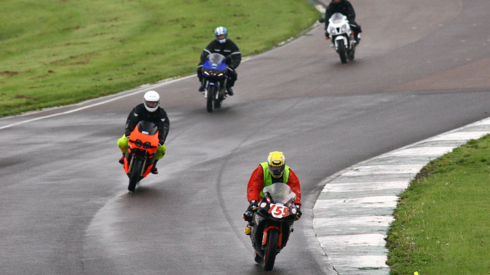 Motorcycle riders at Mallory Park during a trackday