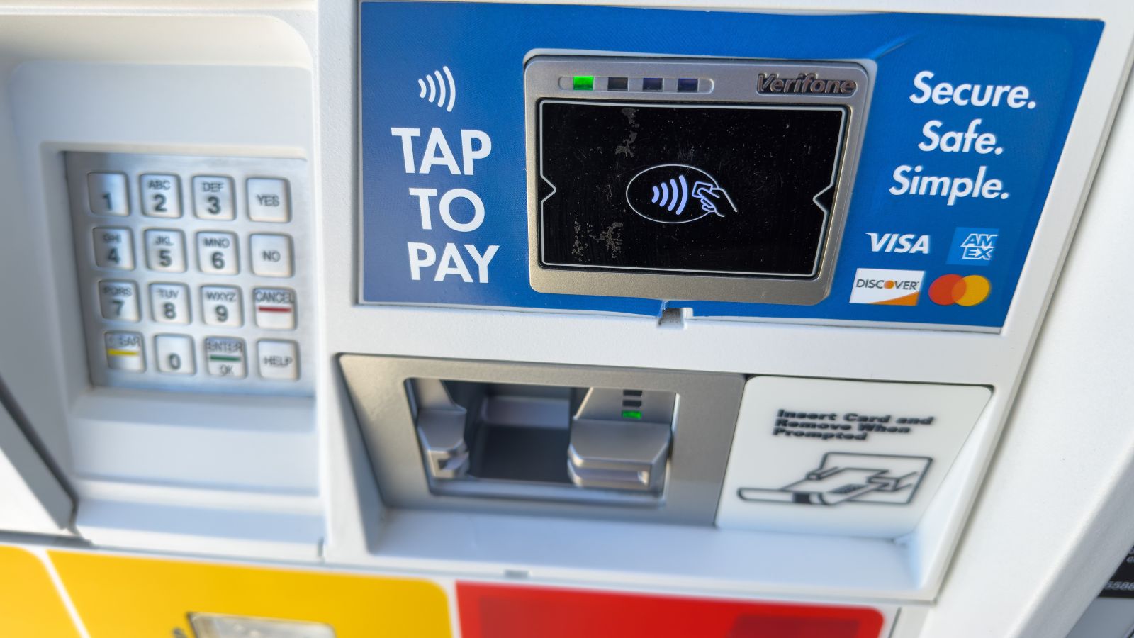Pay device on a gas station pump