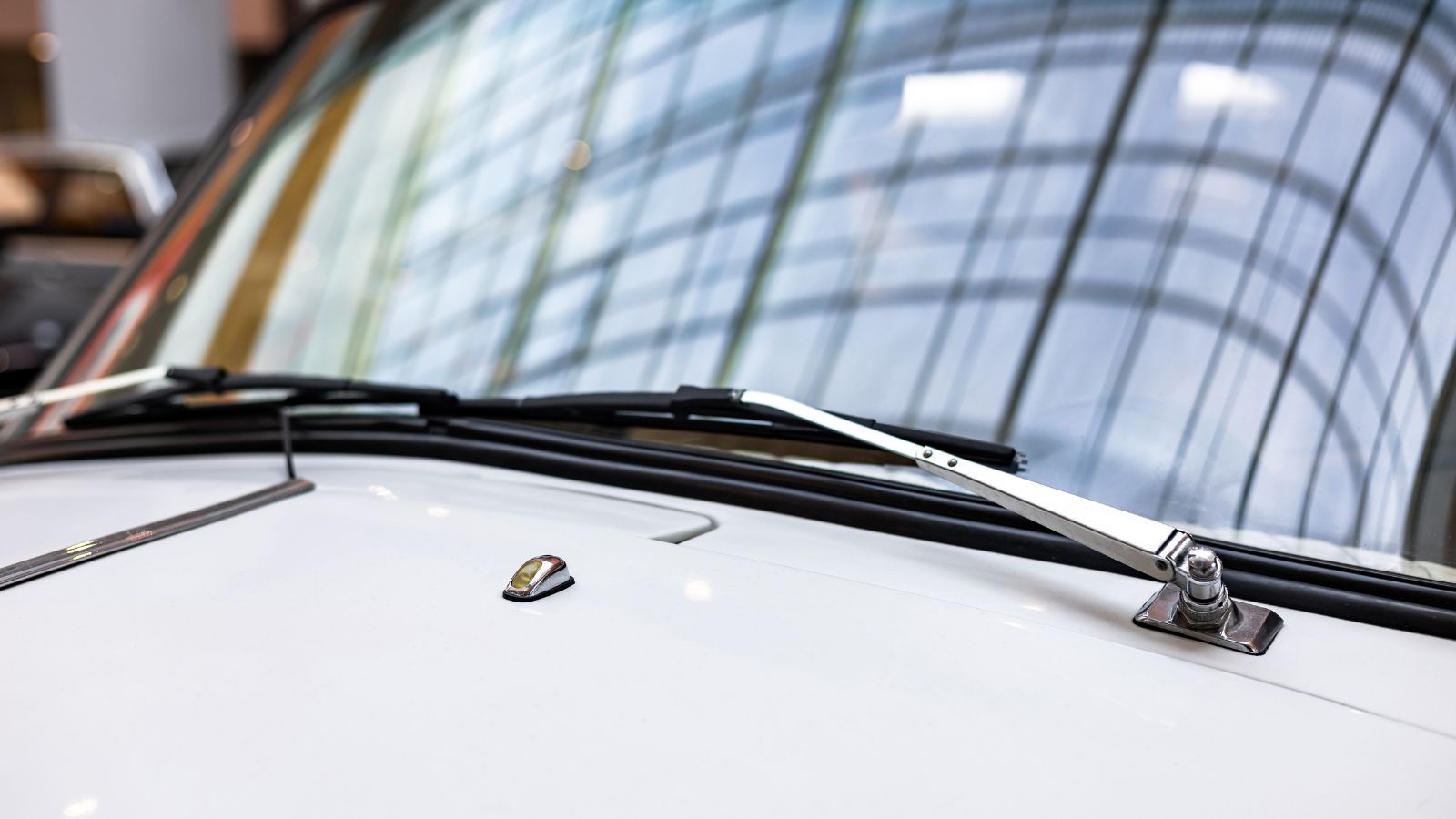 Retro car windshield with windshield wipers