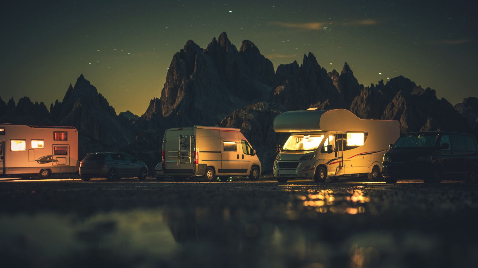 Summer Vacation and Road Trip in Motorhome. Recreational Vehicles