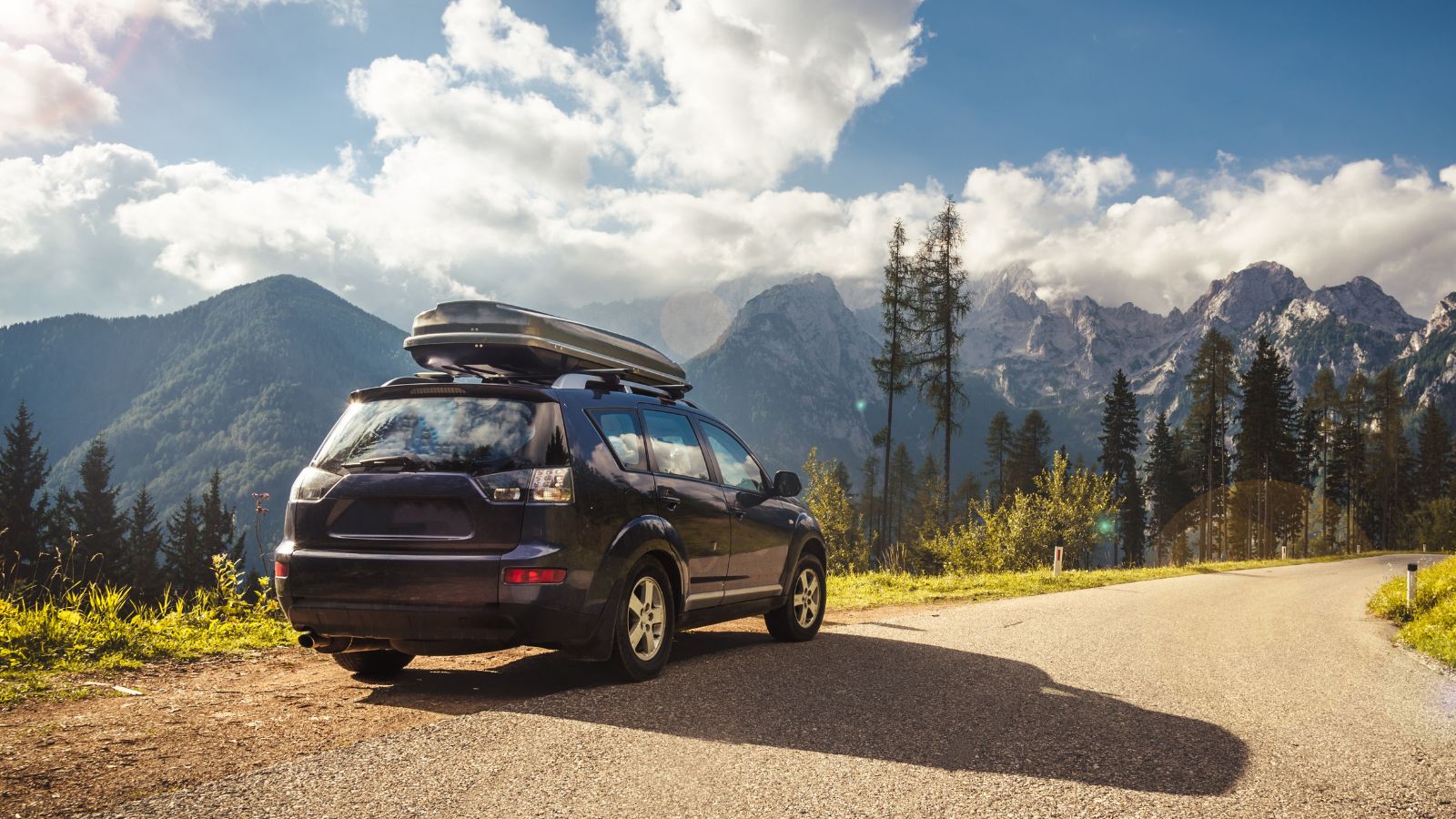 car for traveling with a mountain road