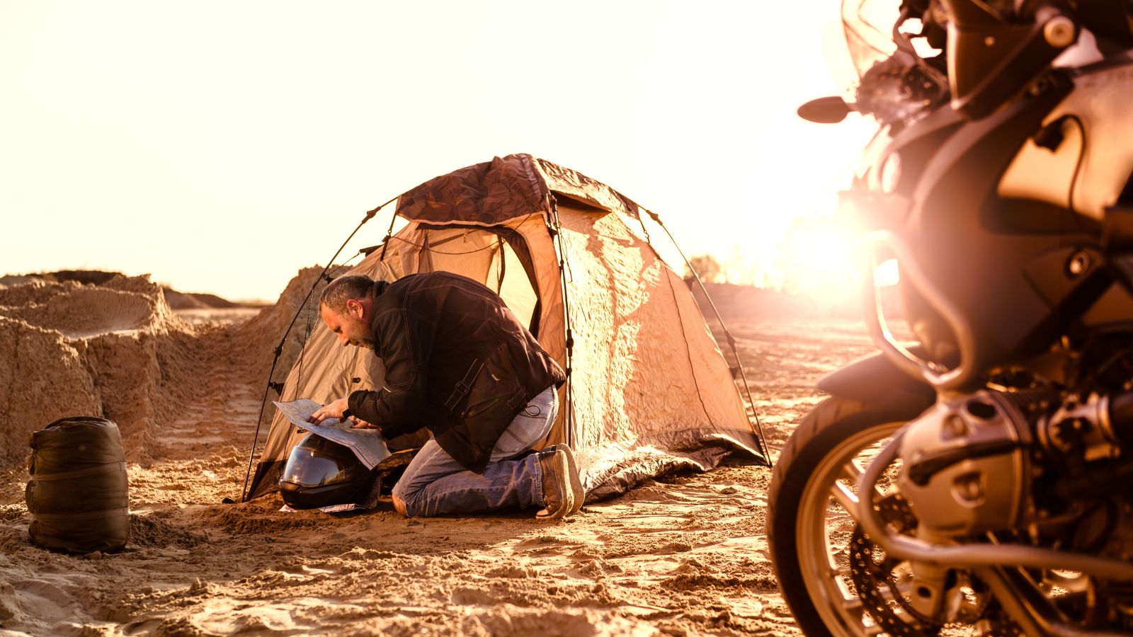 motorcyclist relaxing