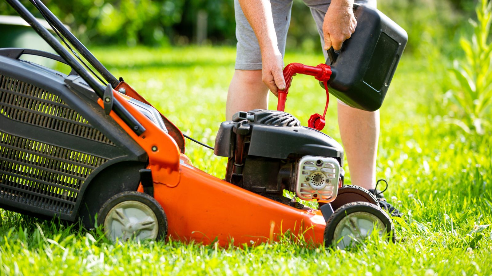 refueling the lawnmower
