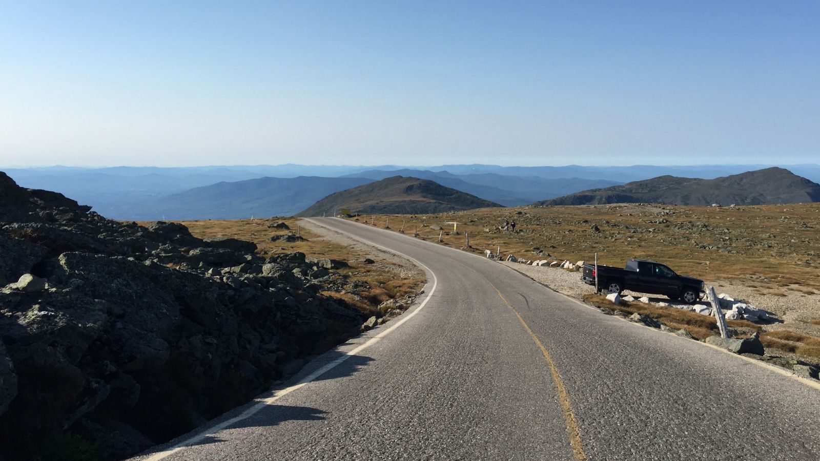 2016-09-03 16 51 31 View eastbound down the Mount Washington Auto Road at about mile 7.4 (about 6120 feet above sea level) in Sargent's Purchase Township, Coos County, New Hampshire.
