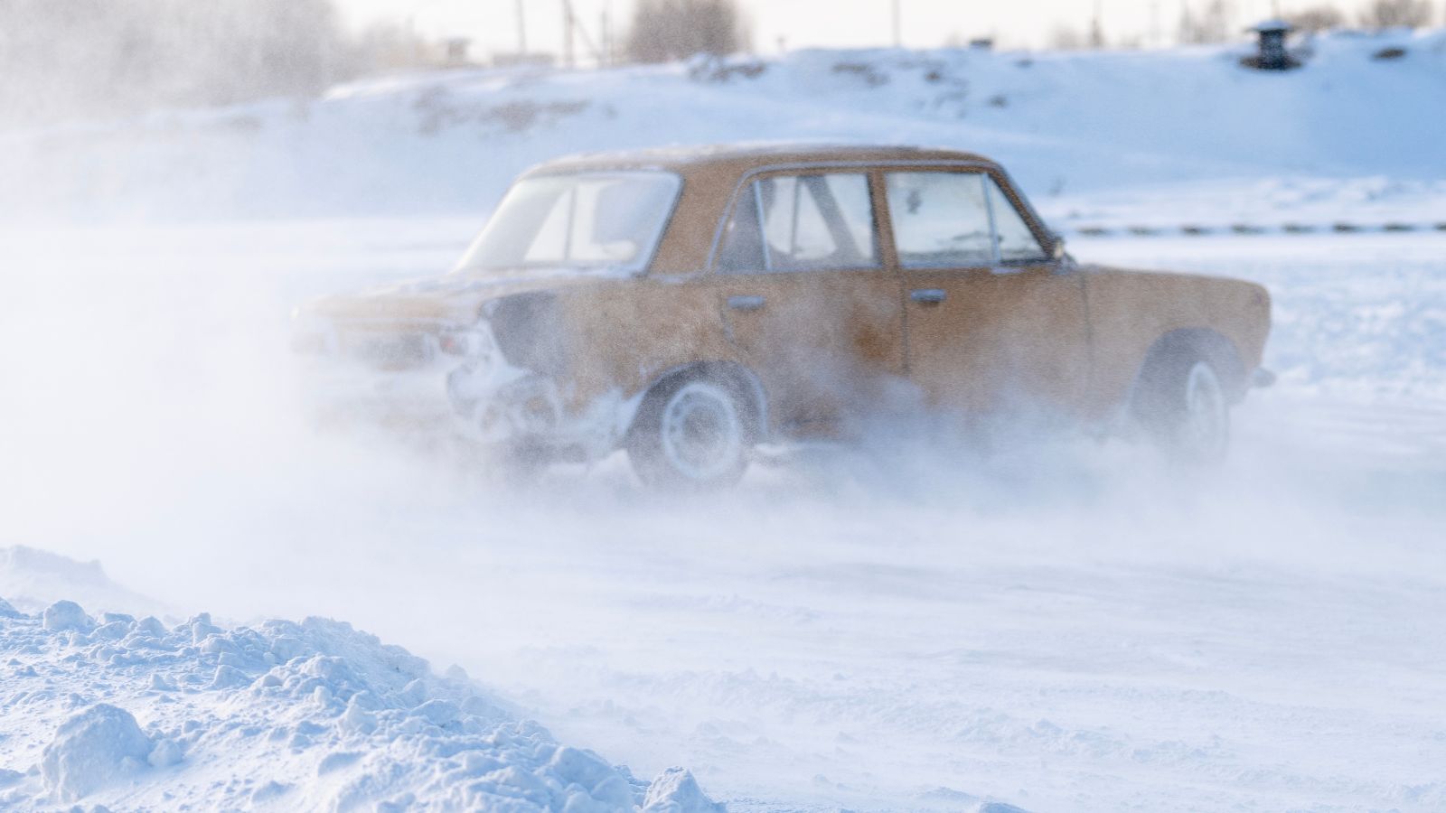 Car on snowy road
