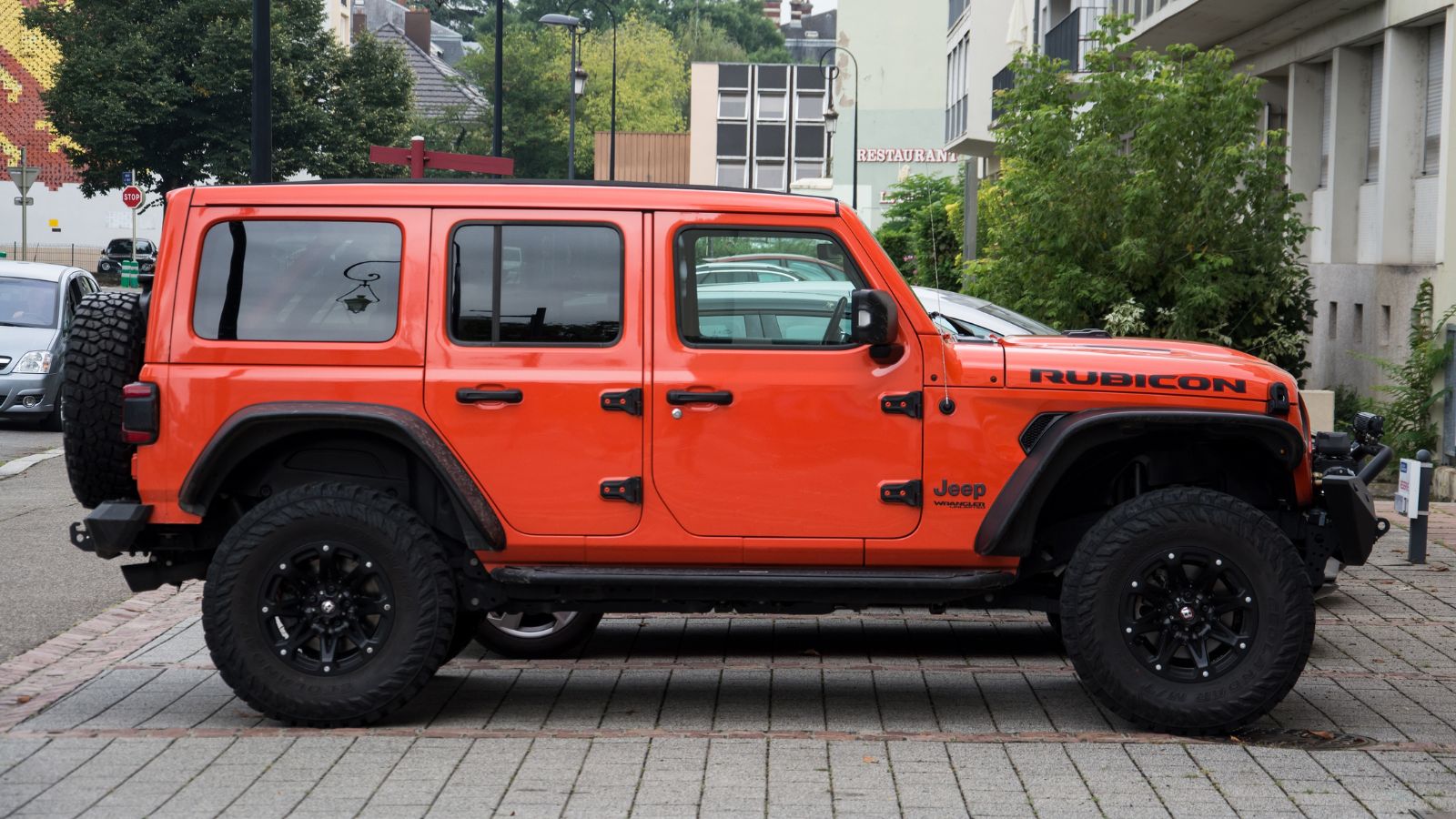 orange Jeep rubicon